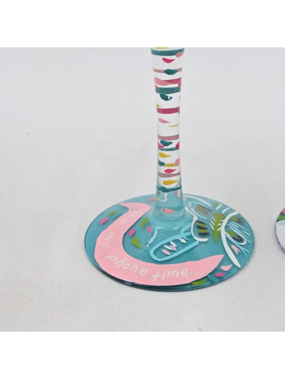 Lolita Hand Painted Wine Glasses Floral & Butterfly Designs 2 Piece Set